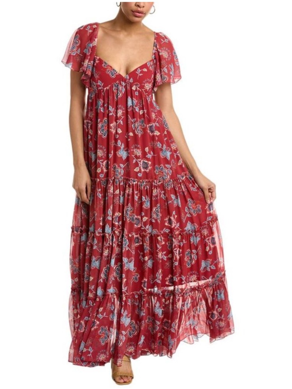 Sachin & Babi Kara Floral-Print Tiered Maxi Dress